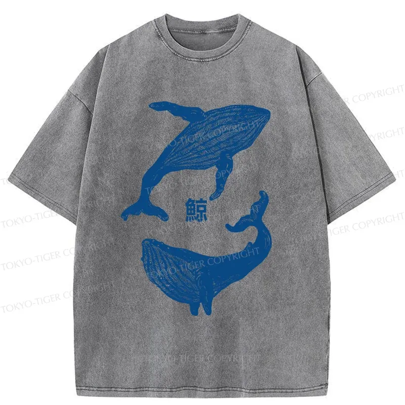 Tokyo-Tiger Japanese whale Washed T-Shirt