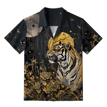 Tokyo-Tiger Majesty in the Shadows The Forest Tiger Aloha Hawaiian Shirt