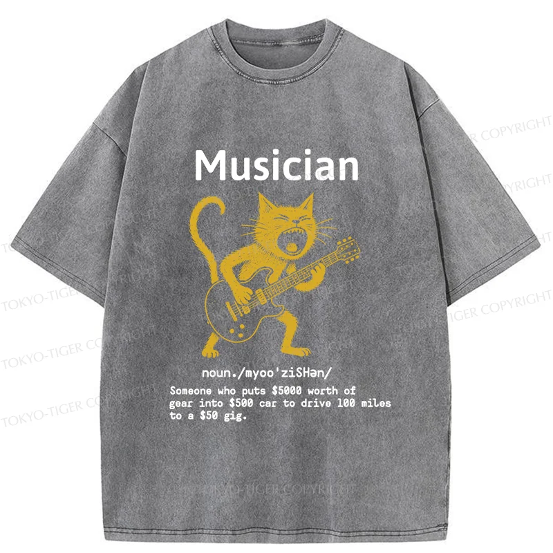 Tokyo-Tiger Miserable Musician Washed T-Shirt
