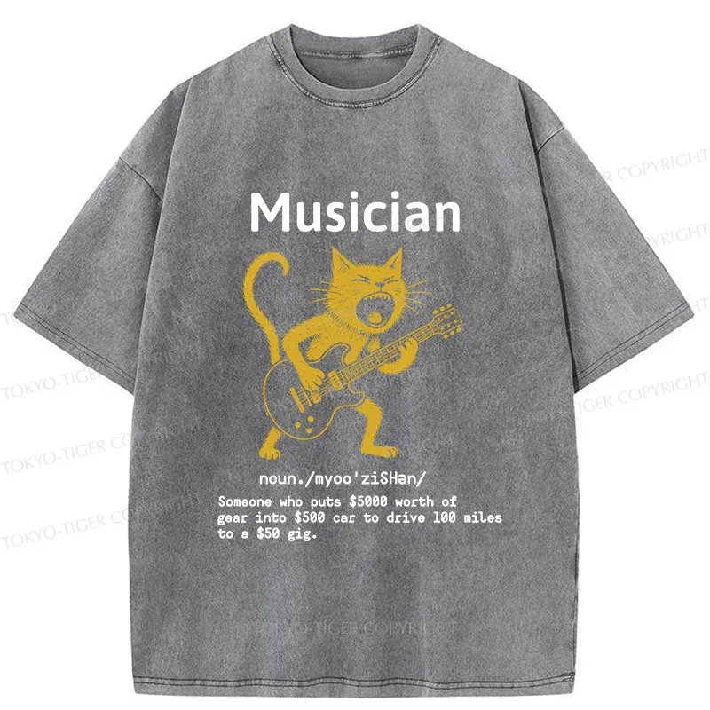 Tokyo-Tiger Miserable Musician Washed T-Shirt
