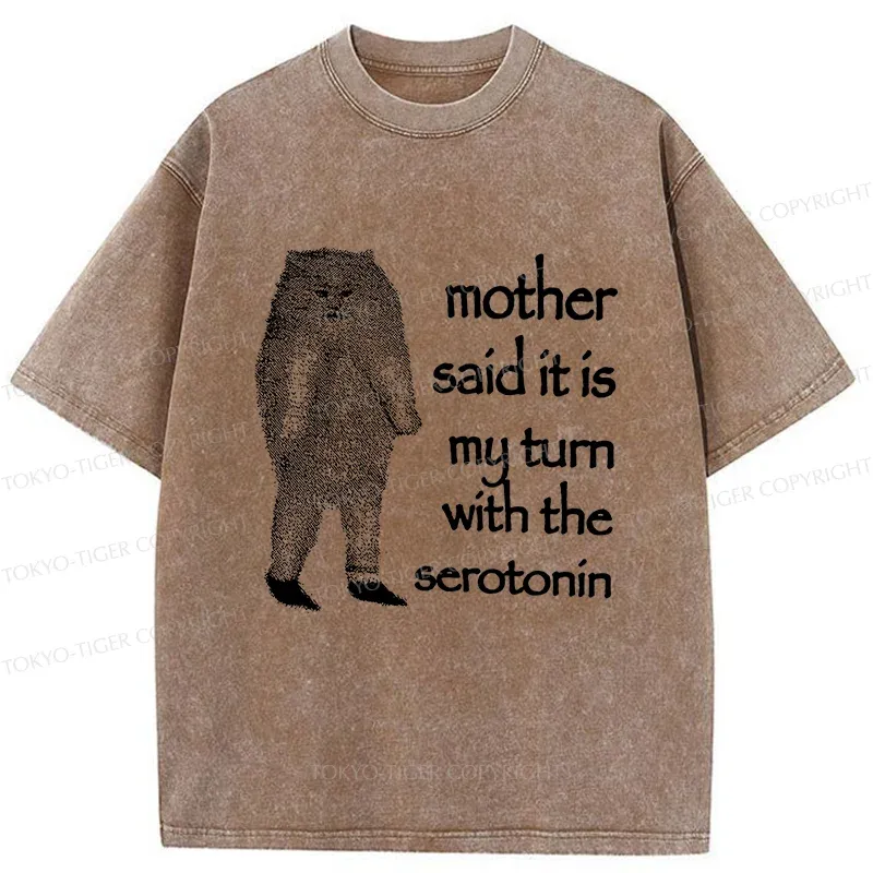 Tokyo-Tiger Cat Lacking Serotonin Washed T-Shirt