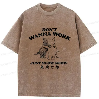 Tokyo-Tiger Please Relax Cat Washed T-Shirt