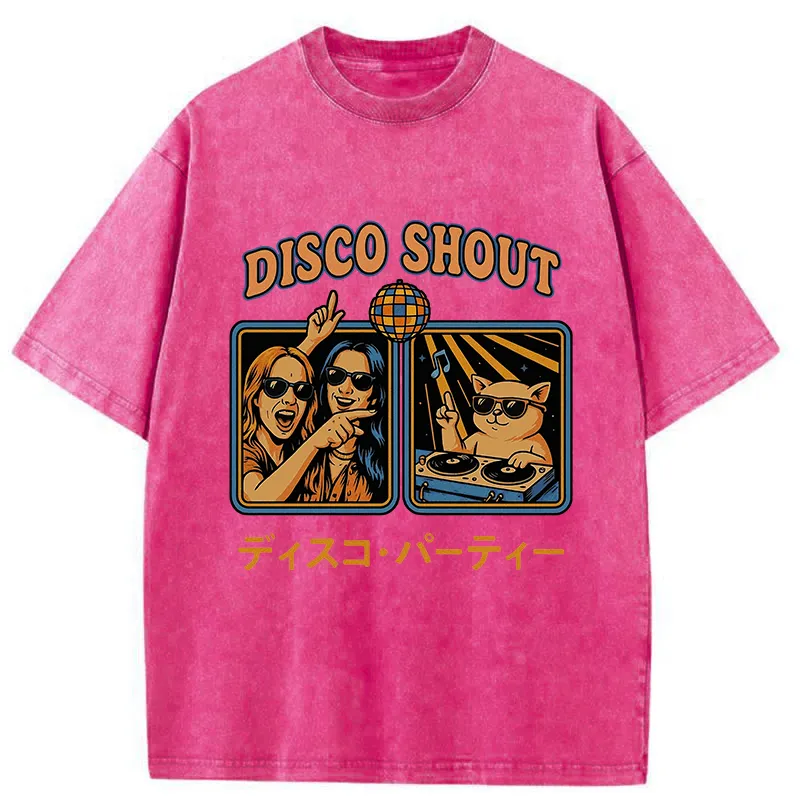 Tokyo-Tiger Shouting at Disco Cat Washed T-Shirt