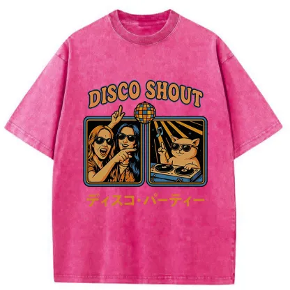 Tokyo-Tiger Shouting at Disco Cat Washed T-Shirt