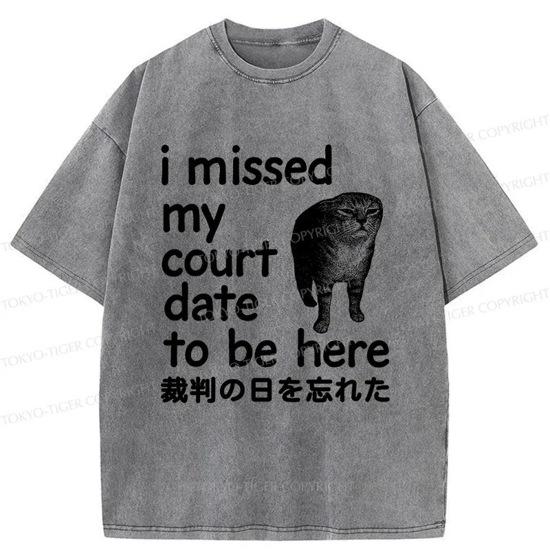 Tokyo-Tiger Funny Forgetful Cat Washed T-Shirt