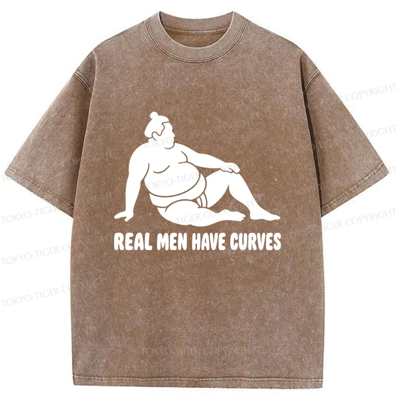 Tokyo-Tiger Funny Man Has Curves Washed T-Shirt