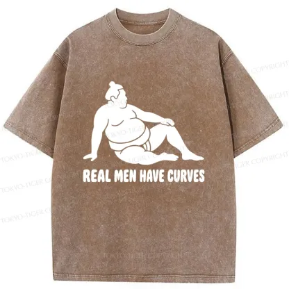 Tokyo-Tiger Funny Man Has Curves Washed T-Shirt