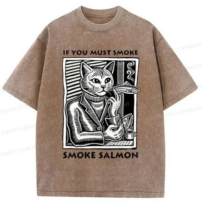 Tokyo-Tiger Elegant Cat Washed T-Shirt