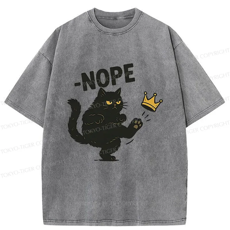 Tokyo-Tiger Cat Kicking The Crown Washed T-Shirt