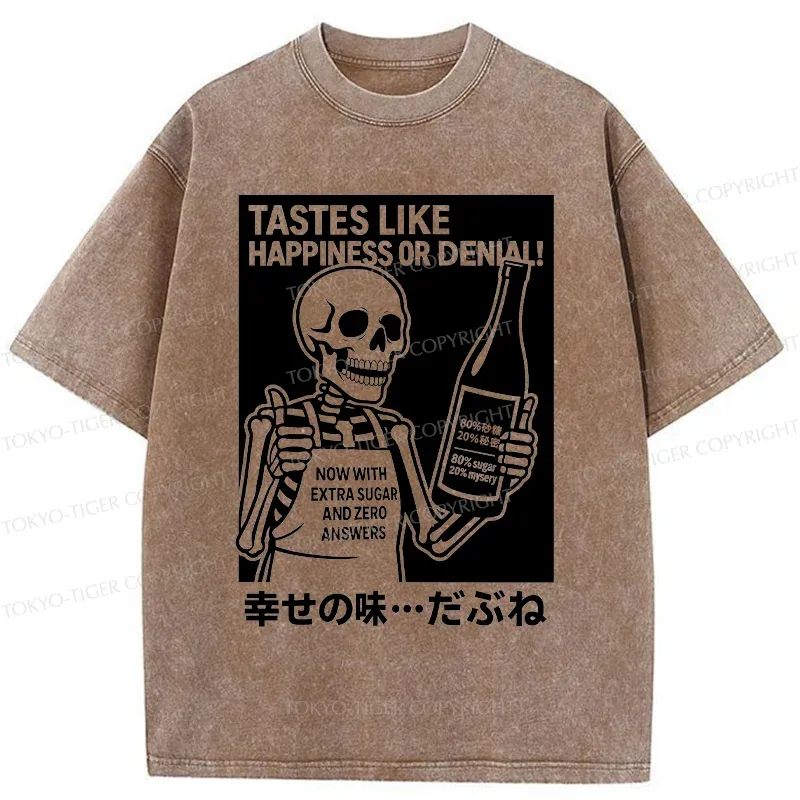 Tokyo-Tiger Taste Of Happiness Funny Washed T-Shirt