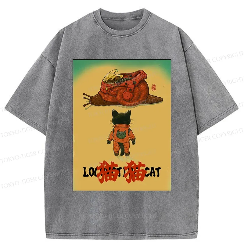 Tokyo-Tiger Locomotive Cat Washed T-Shirt