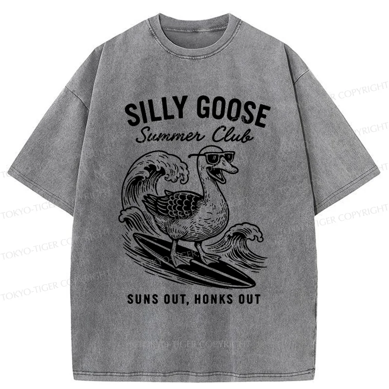 Tokyo-Tiger Stupid Goose Surfing Washed T-Shirt