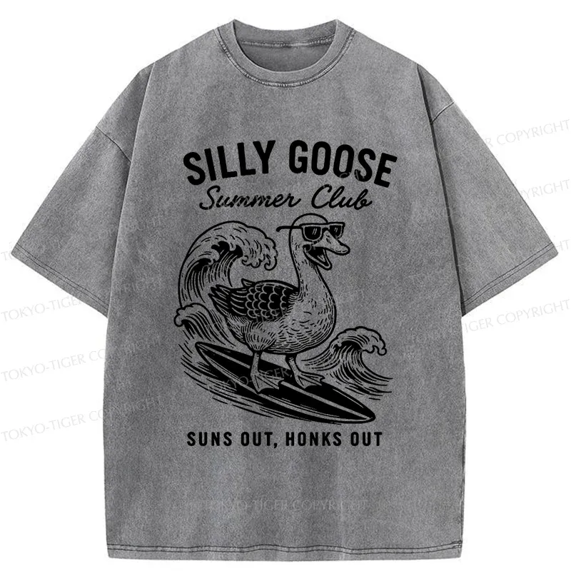 Tokyo-Tiger Stupid Goose Surfing Washed T-Shirt
