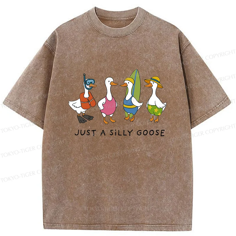 Tokyo-Tiger Stupid Geese Surfing Washed T-Shirt