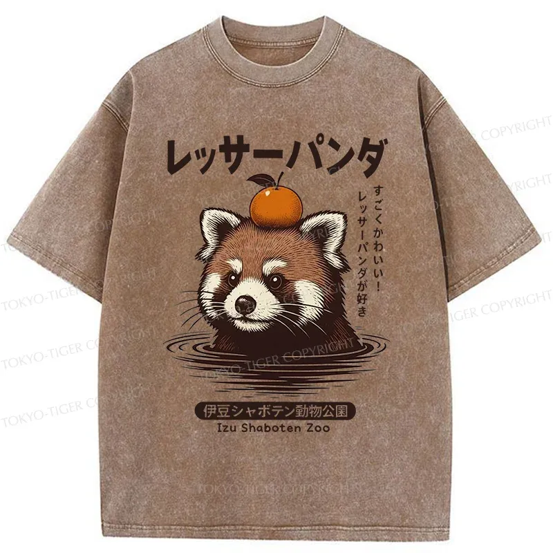 Tokyo-Tiger Cute Red Panda Washed T-Shirt