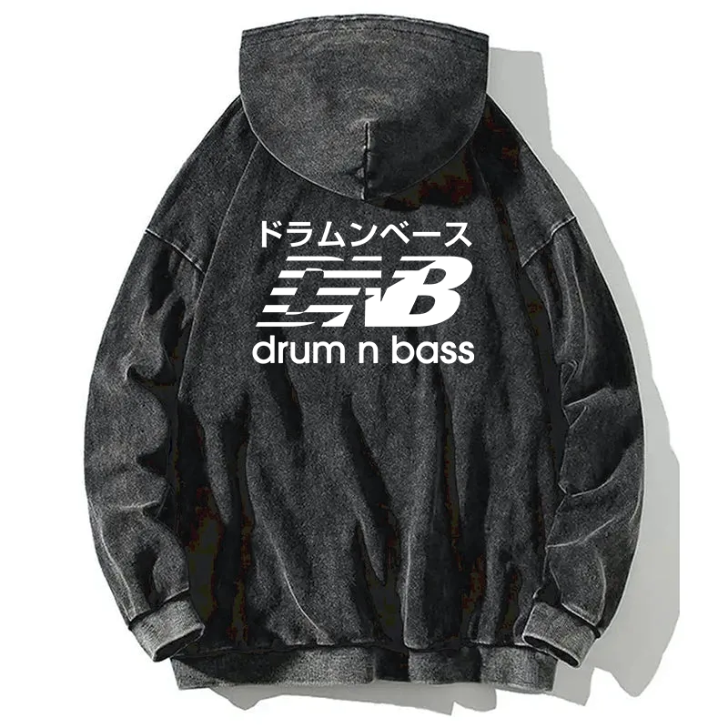 Tokyo-Tiger Japanese Drum And Bass Back Print Washed Hoodie