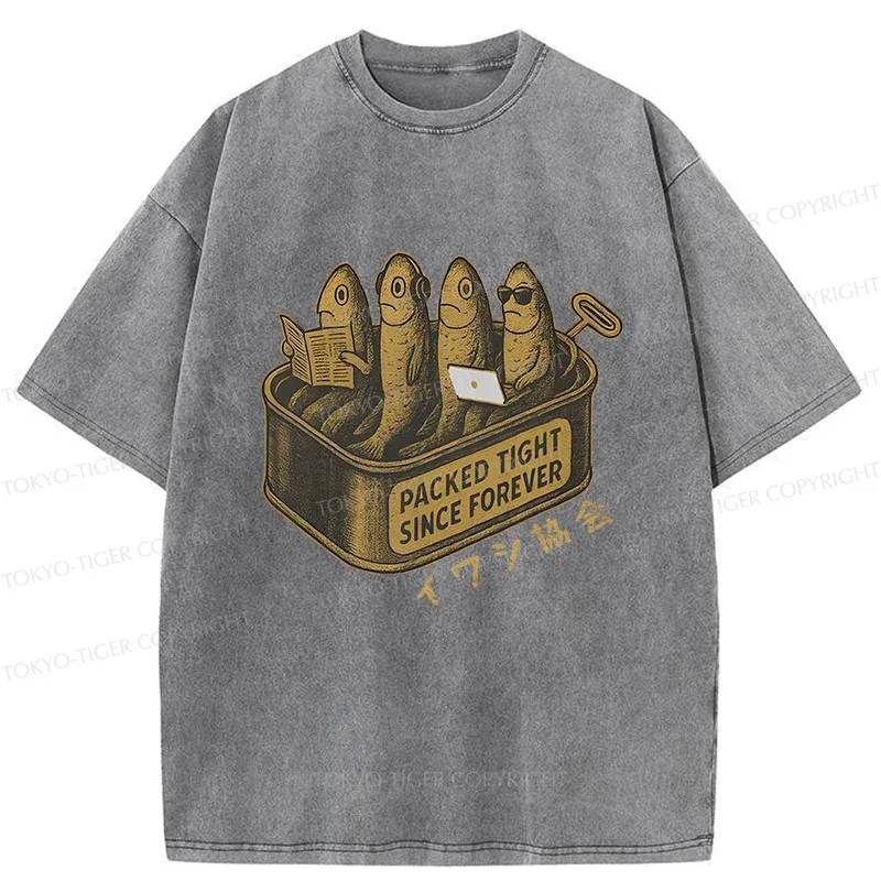 Tokyo-Tiger Sardines Office Worker Washed T-Shirt