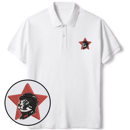 Tokyo-Tiger Funny Cat-ism Embroidered Polo T-Shirt