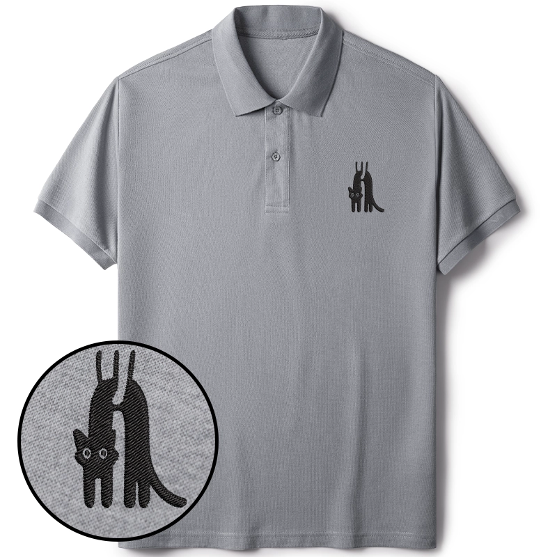 Tokyo-Tiger Funny Cat Being Held Embroidered Polo T-Shirt