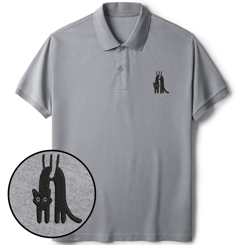 Tokyo-Tiger Funny Cat Being Held Embroidered Polo T-Shirt