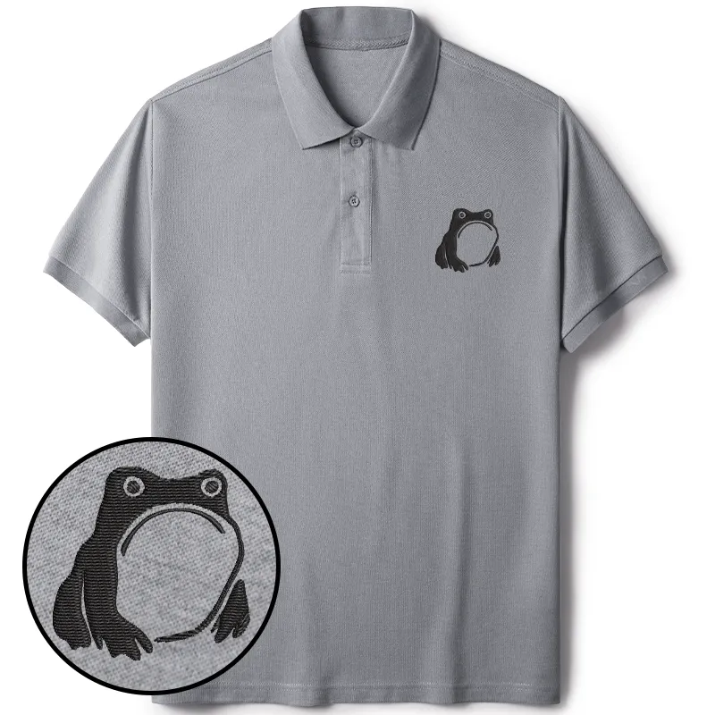 Tokyo-Tiger Matsumoto Hoji Woodblock Print Frog Embroidered Polo T-Shirt