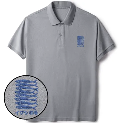 Tokyo-Tiger Sardine Market Embroidered Polo T-Shirt