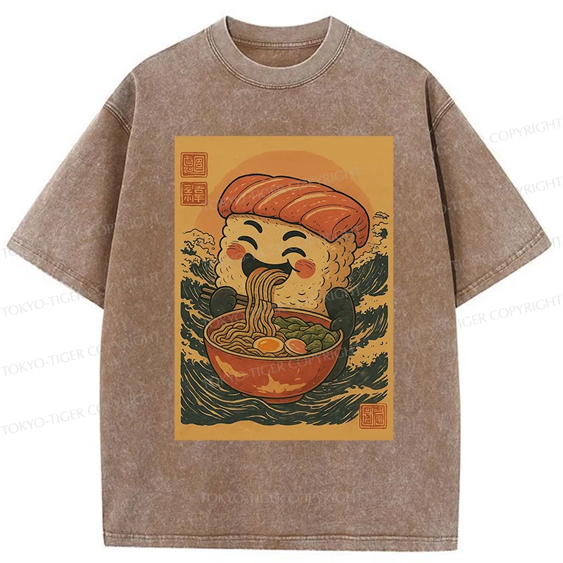 Tokyo-Tiger Sushi And Ramen Washed T-Shirt
