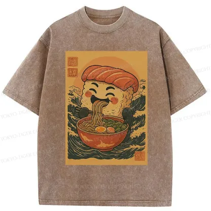 Tokyo-Tiger Sushi And Ramen Washed T-Shirt