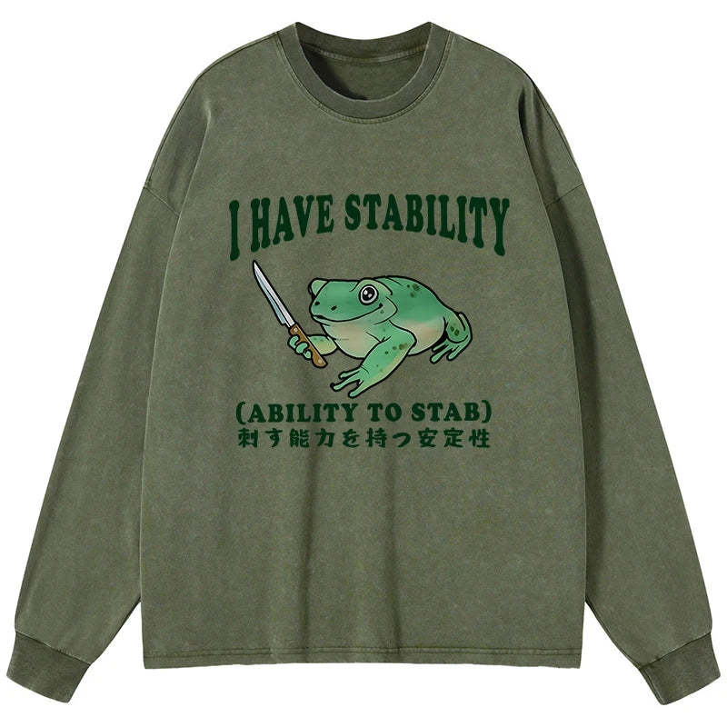 Tokyo-Tiger Mentally Stable Assassin Frog Washed Long Sleeve T-Shirt Sale