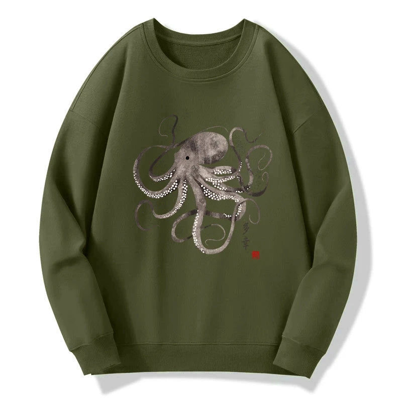 Tokyo-Tiger Octopus Japanese Calligraphy Sweatshirt