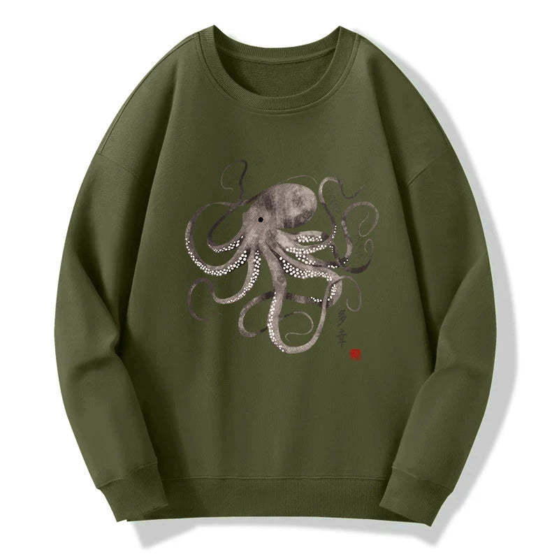 Tokyo-Tiger Octopus Japanese Calligraphy Sweatshirt