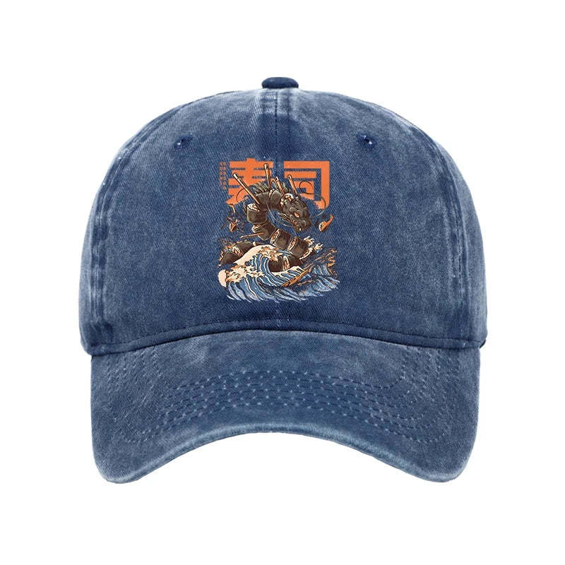 Tokyo-Tiger The Great Sushi Dragon Wave Washed Cap