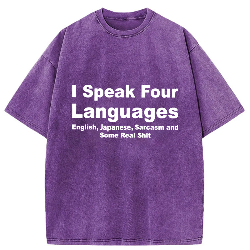 Tokyo-Tiger Speak Four Languages Washed T-Shirt