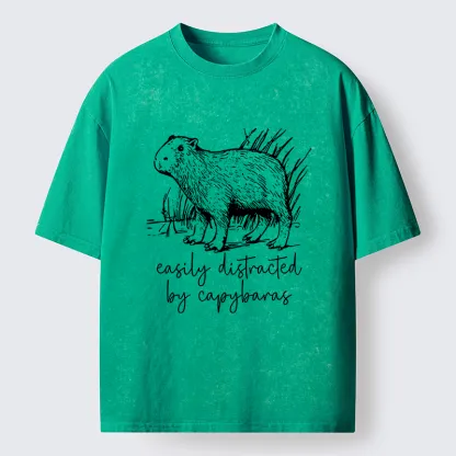 Tokyo-Tiger Capybara Lovers Funny Washed T-Shirt