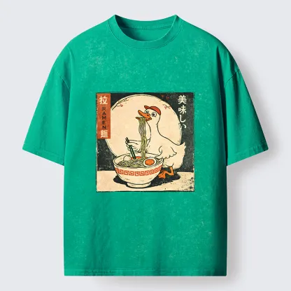 Tokyo-Tiger Retro Duck Ramen Washed T-Shirt