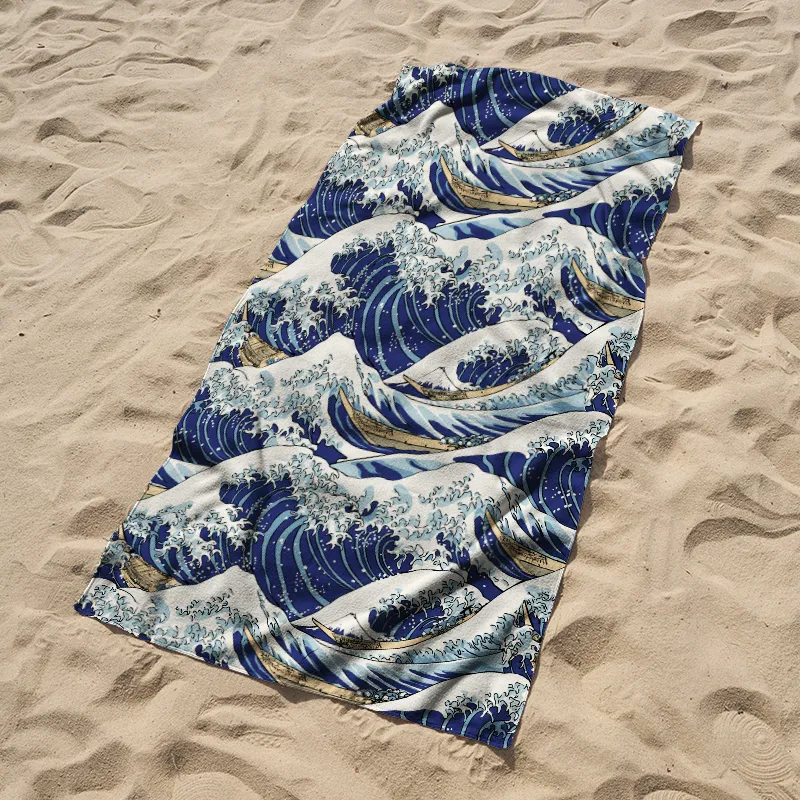 Tokyo-Tiger Japanese Great Wave Beach Towel