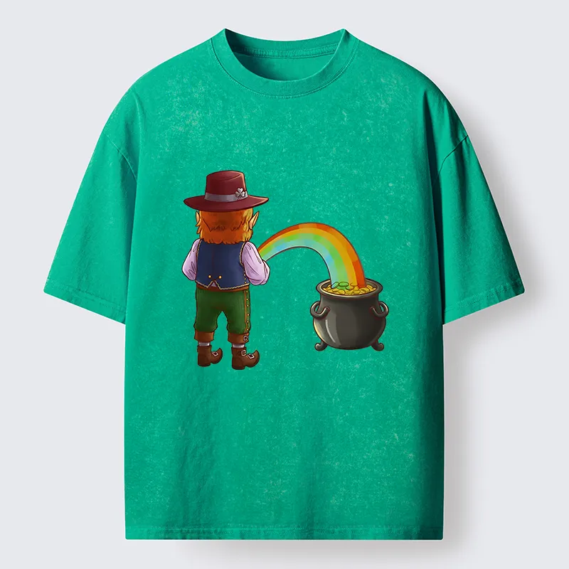 Tokyo-Tiger St Patrick's Day Rainbow Funny Washed T-Shirt