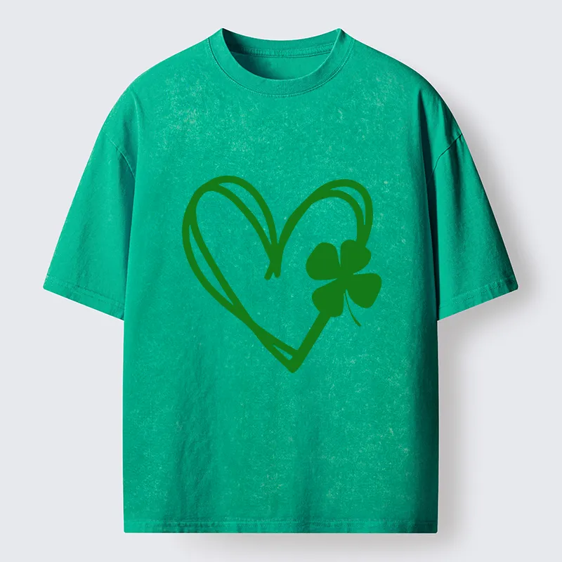 Tokyo-Tiger Heart And Clover Washed T-Shirt