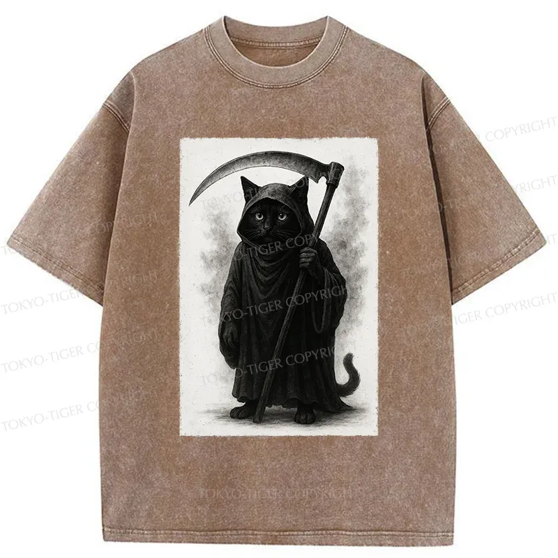 Tokyo-Tiger Death Cat Washed T-Shirt