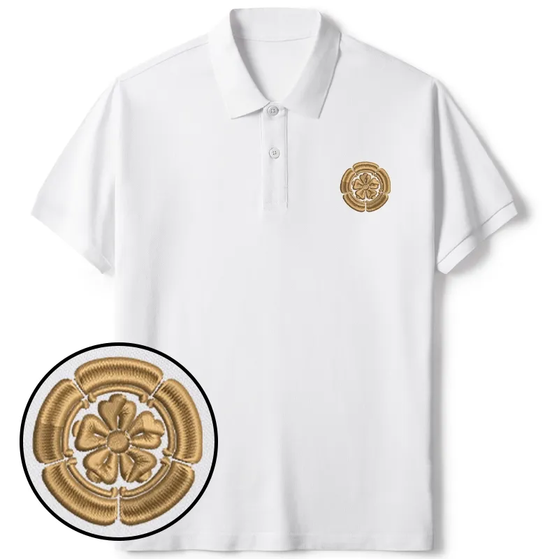Tokyo-Tiger Japanese Sakura Embroidered Polo T-Shirt