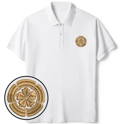 Tokyo-Tiger Japanese Sakura Embroidered Polo T-Shirt