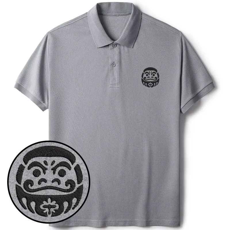 Tokyo-Tiger Japanese Daruma Embroidered Polo T-Shirt