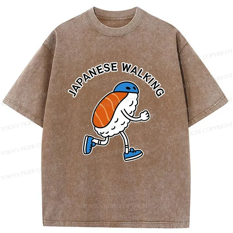 Tokyo-Tiger Japanese Walking Washed T-Shirt