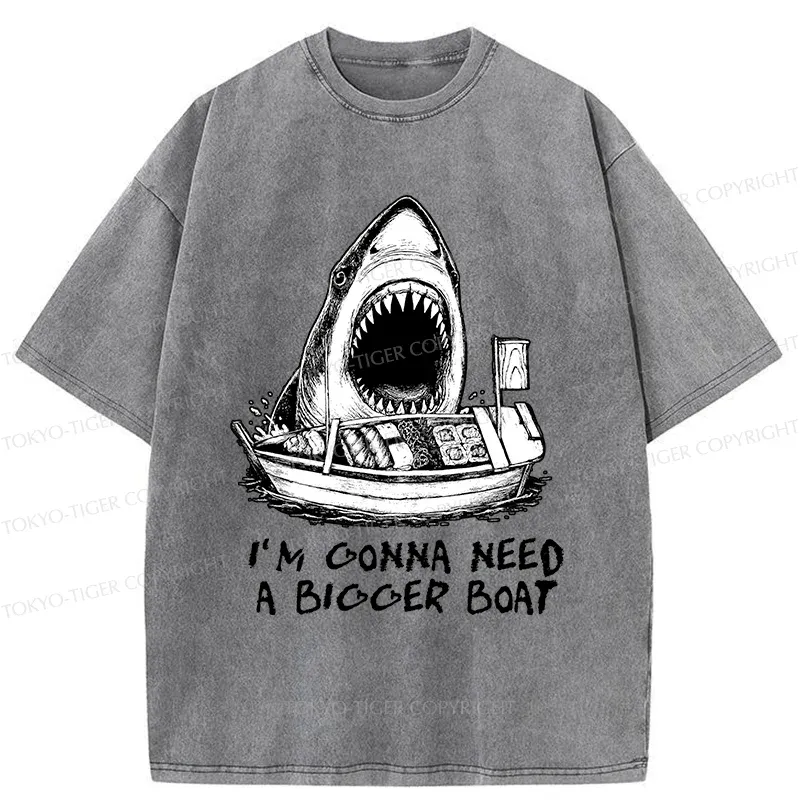 Tokyo-Tiger Shark Eating Sushi Washed T-Shirt