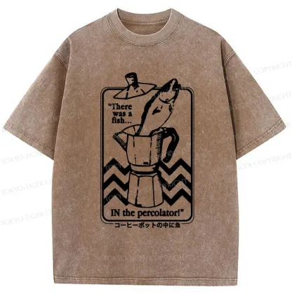 Tokyo-Tiger Fish In The Coffee Machine Washed T-Shirt