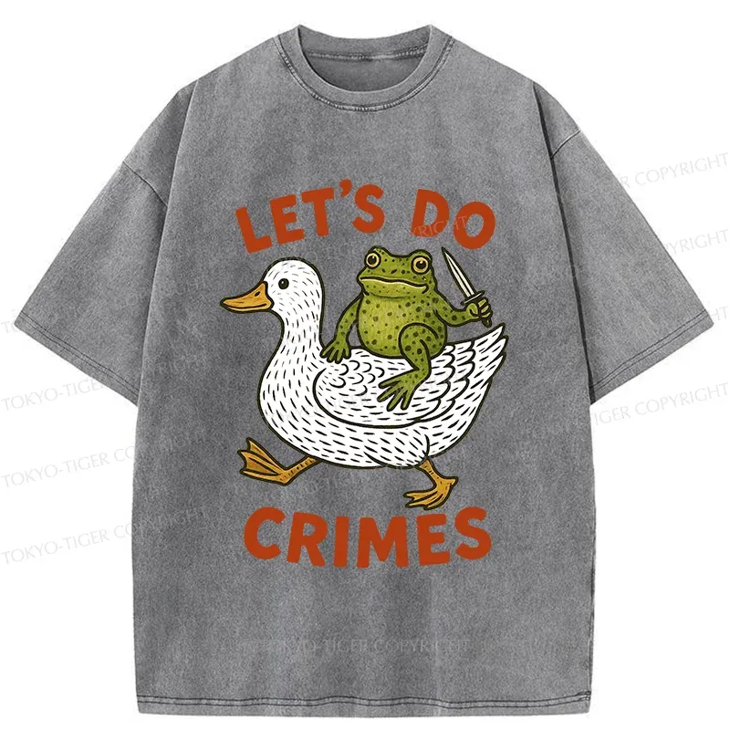 Tokyo-Tiger Frog Ready To Commit Crime Washed T-Shirt