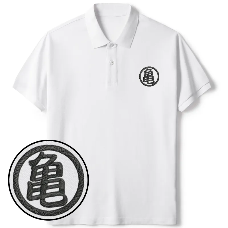 Tokyo-Tiger Kame Janpanese Kanji Embroidered Polo T-Shirt