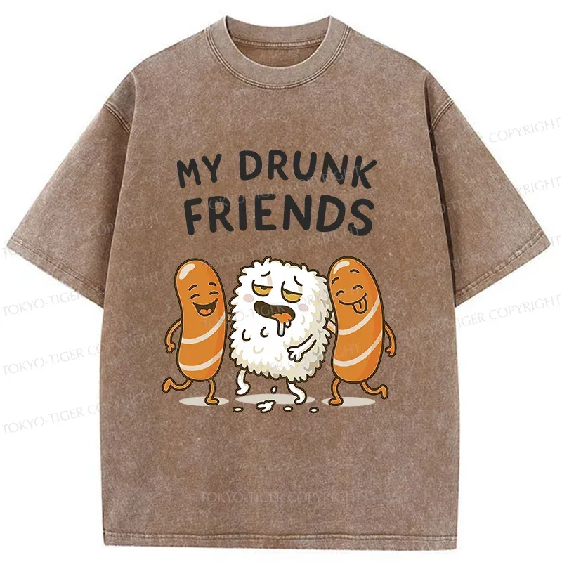 Tokyo-Tiger Drunk Sushi Washed T-Shirt