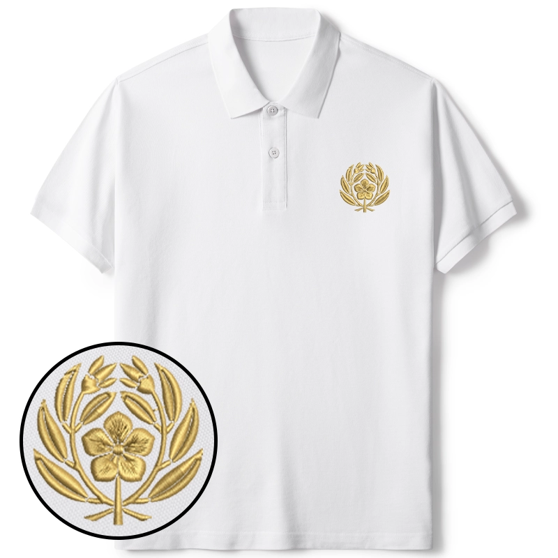 Tokyo-Tiger Japanese Sakura Pattern Embroidered Polo T-Shirt