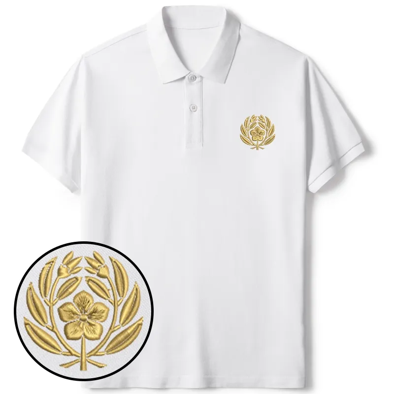 Tokyo-Tiger Japanese Sakura Pattern Embroidered Polo T-Shirt